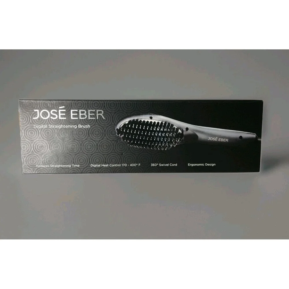José Eber Digital Straightening Brush Heat Styling Tool Black Swivel Cord In Box